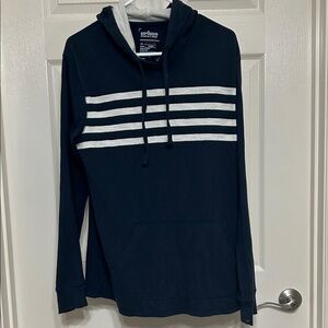 urban pipeline Cotton Navy Hoodie with Light Gray Stripes - Men size medium